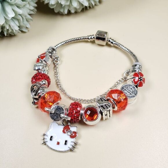 Brand New Hello Kitty Red Stone Silver Bracelet - Picture 2 of 7